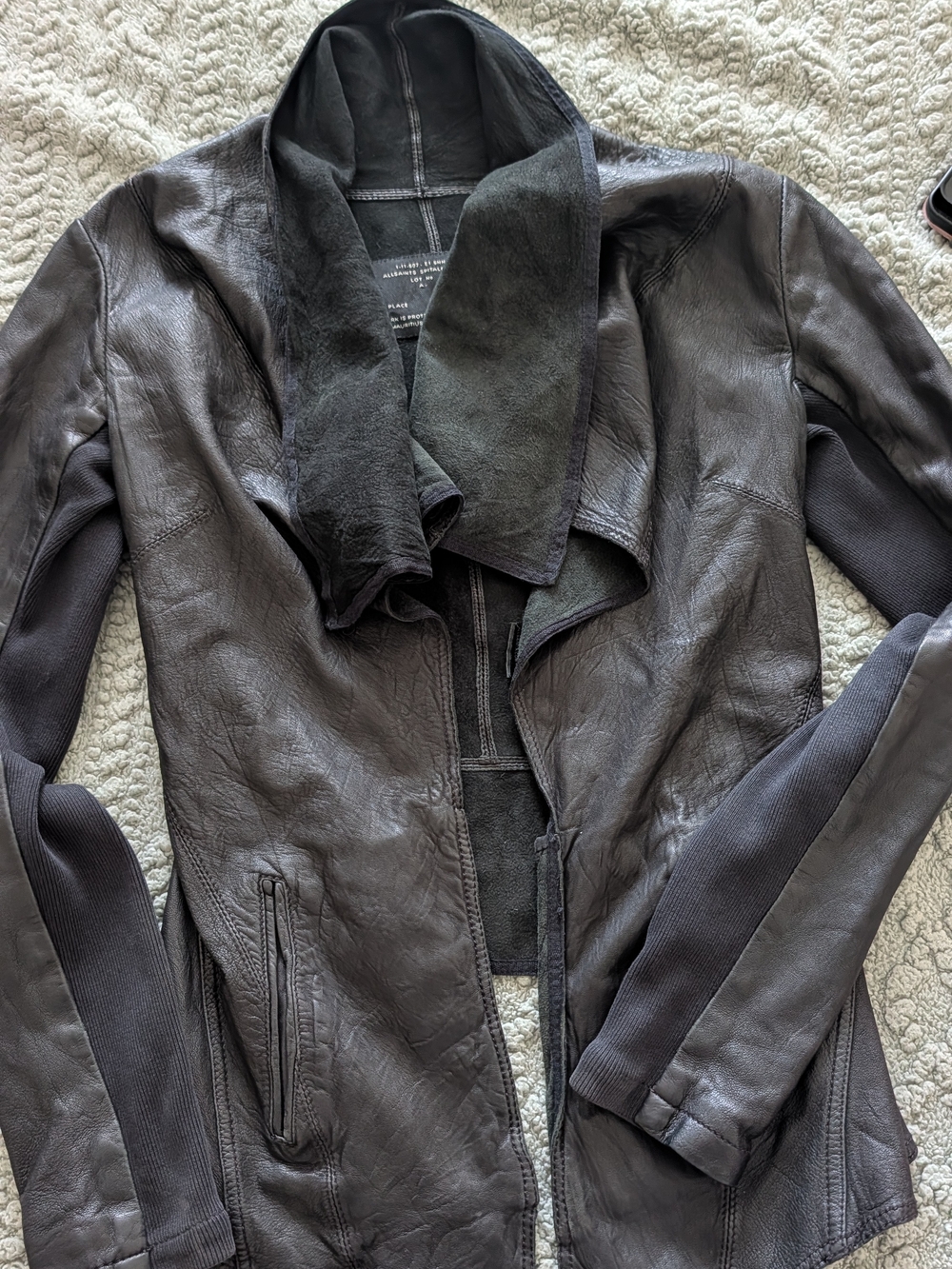 All Saints Datya Waterfall Leather Jacket - Picture 5 of 10